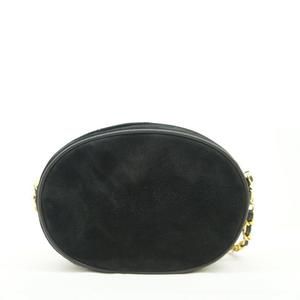 Chanel Suede Fringe Pouch Chain Bag Black